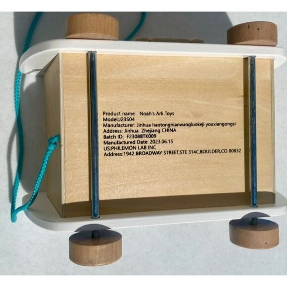 Wooden Noah's Ark Pull Toy Boat Animal Shape Sorter Painted Bible Story Toddler - Picture 16 of 16